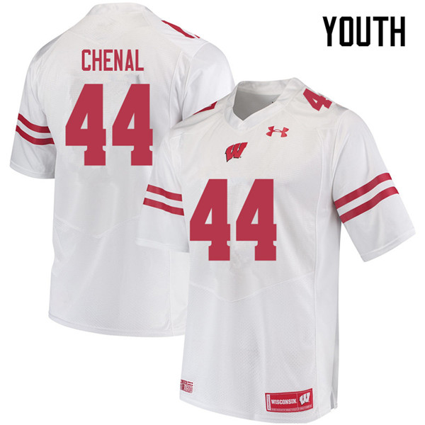 Wisconsin Badgers Youth #44 John Chenal NCAA Under Armour Authentic White College Stitched Football Jersey PV40T57PA